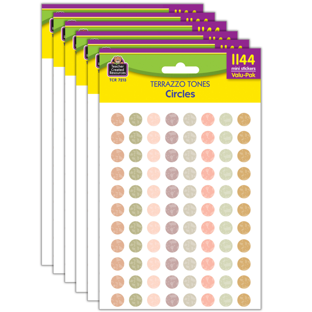 Teacher Created Resources Mini Stickers, 3/8in, Terrazzo Tones Circles, 1, 144 Stickers Per Pack, Bundle Of 6 Packs MPN:TCR7213-6