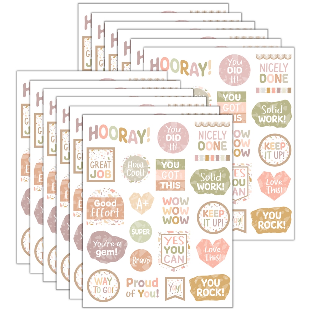 Teacher Created Resources Stickers, 2-1/2in x 1/2in, Terrazzo Tones, 120 Stickers Per Pack, Bundle Of 12 Packs MPN:TCR7227-12