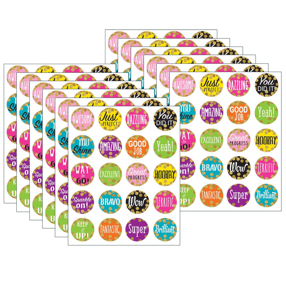 Teacher Created Resources Stickers, Confetti, 120 Stickers Per Pack, Set Of 12 Packs MPN:TCR8191-12
