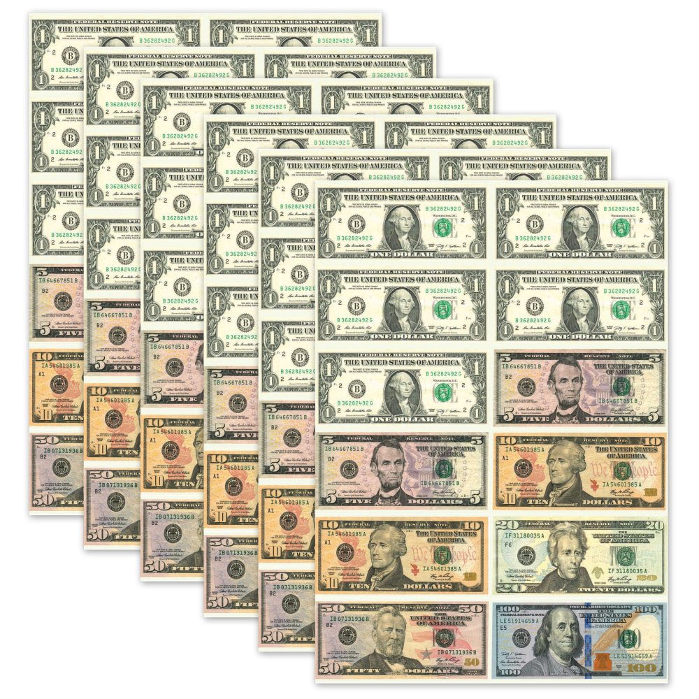 Ashley Math Die-Cut Money Magnets, U.S. Dollars, Pack Of 12 Magnets, Set Of 6 Packs MPN:ASH10066-6