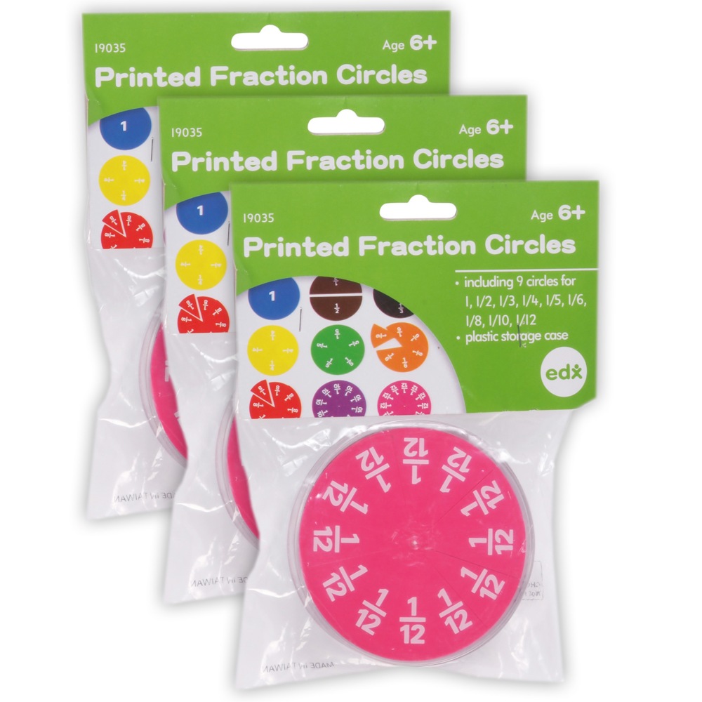 Edx Education edxeducation Fraction Circles, 9 Values & Colors, 51 Per Set, Pack Of 3 Sets MPN:CTU19035-3