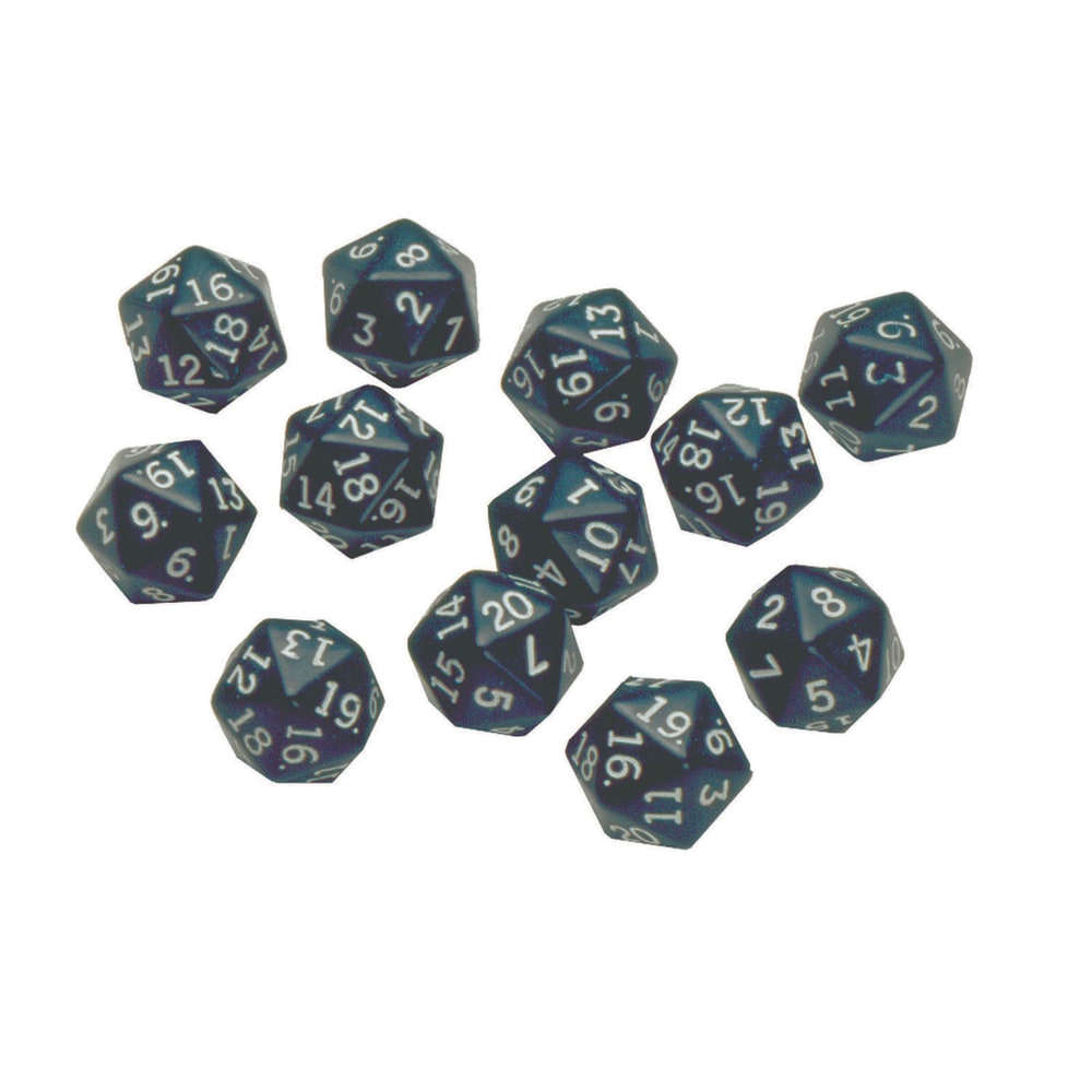 Learning Advantage 20-Sided Polyhedra Dice, Black, 12 Dice Per Pack, Set Of 3 Packs MPN:CTU7342-3