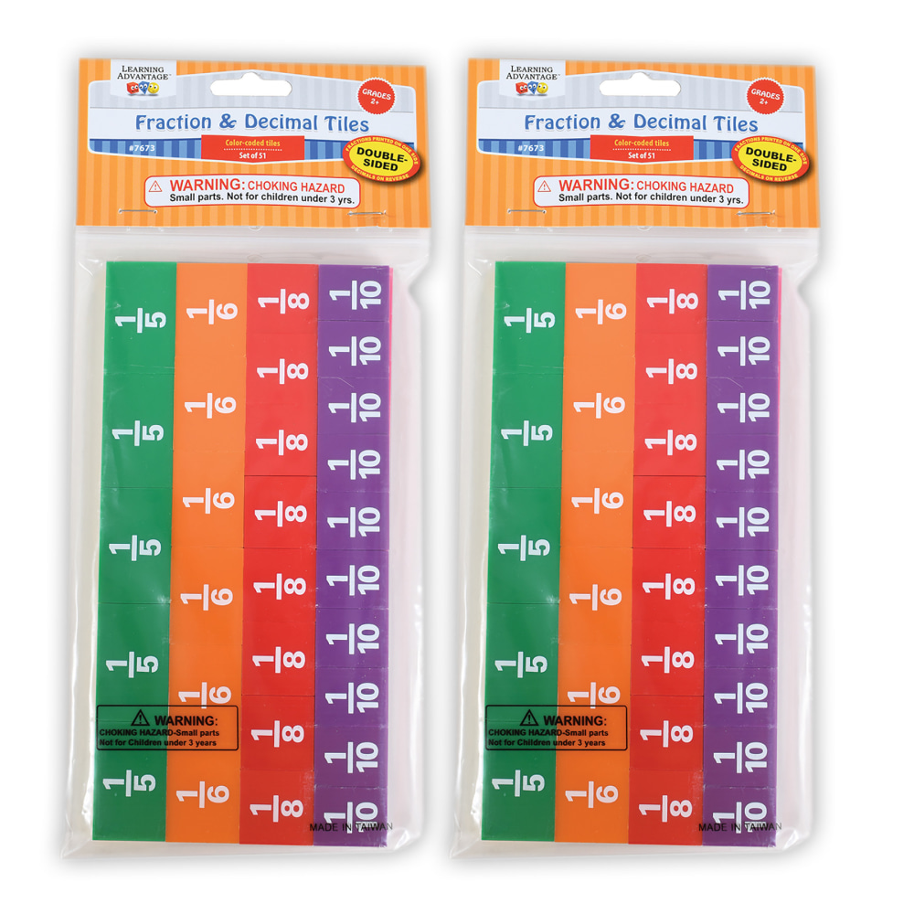 Learning Advantage Fraction/Decimal Tiles, 51 Per Set, Pack Of 2 Sets MPN:CTU7673-2