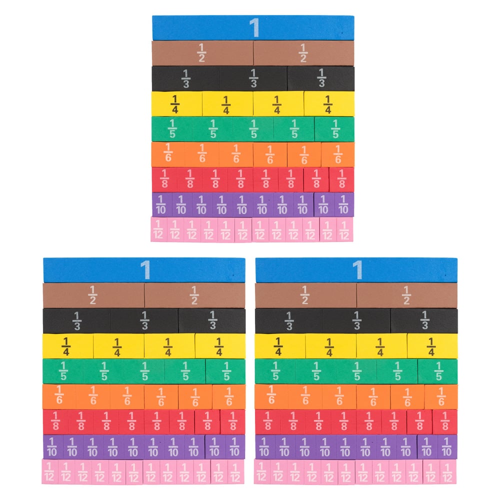 Learning Advantage Fraction Tiles, Foam, Magnetic, 51 Per Set, Pack Of 3 Sets MPN:CTU7699-3