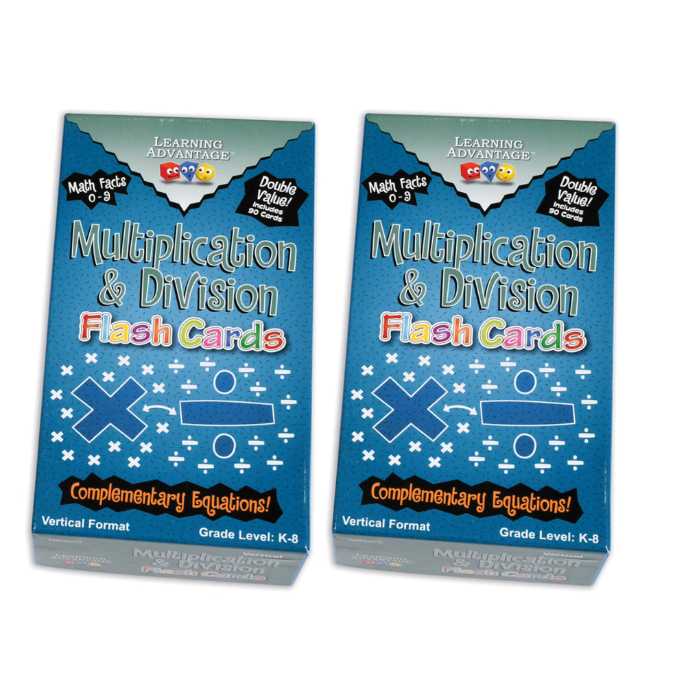 Learning Advantage Double-Value Vertical Flash Cards, Multiplication & Division Set, 90 Per Pack, Set Of 2 Packs MPN:CTU8661-2