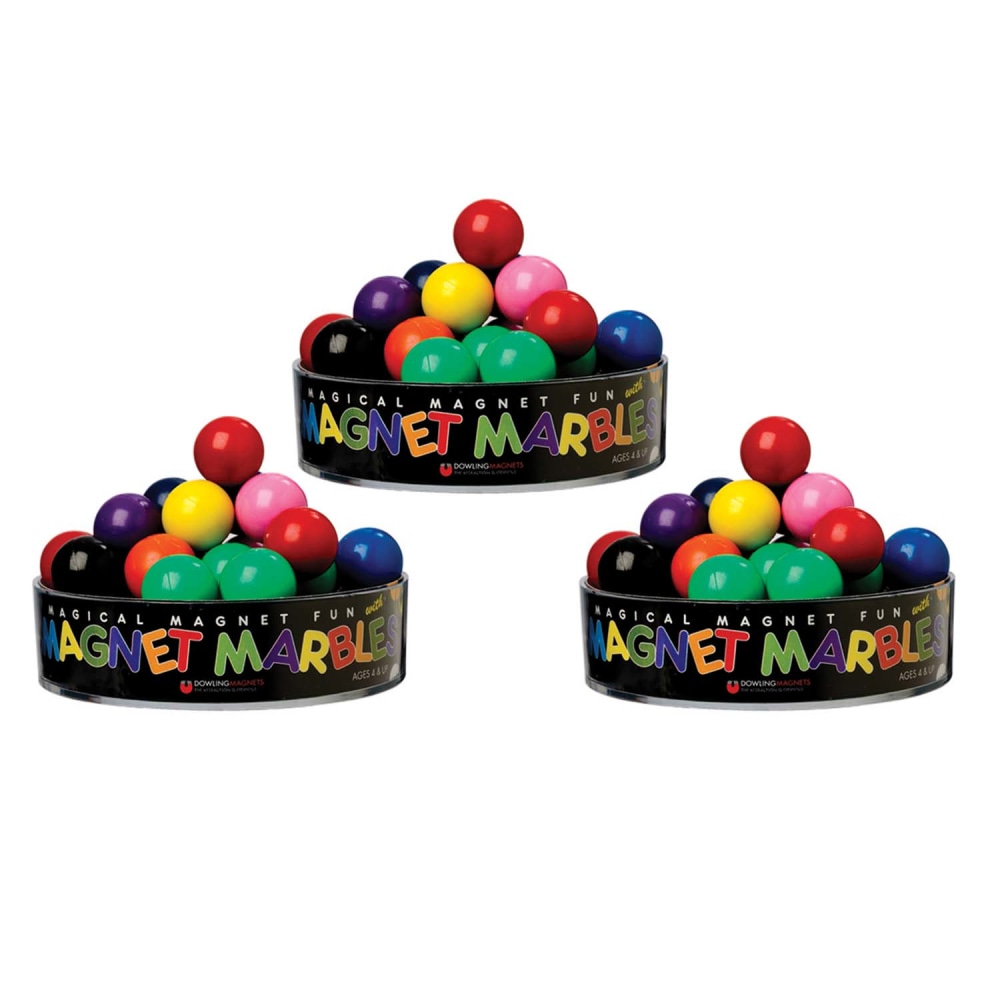 Dowling Magnets Solid Magnet Marbles, Assorted Colors, 20 Marbles Per Pack, Set Of 3 Packs MPN:DO-736606-3