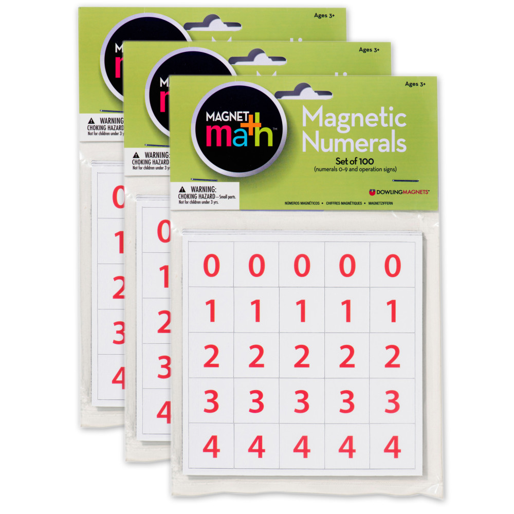 Dowling Magnets Magnet Numerals Set, 100 Per Set, Pack Of 3 Sets MPN:DO-MA13-3