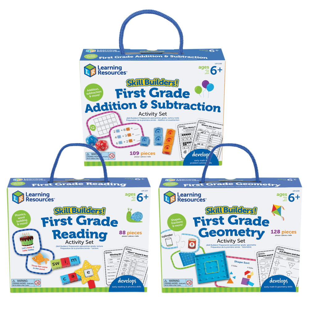 Learning Resources Skill Builders! 1st Grade Activity Set 3-Pack, Reading, Addition & Subtraction, Geometric Shapes MPN:EDR23GR1SKILL