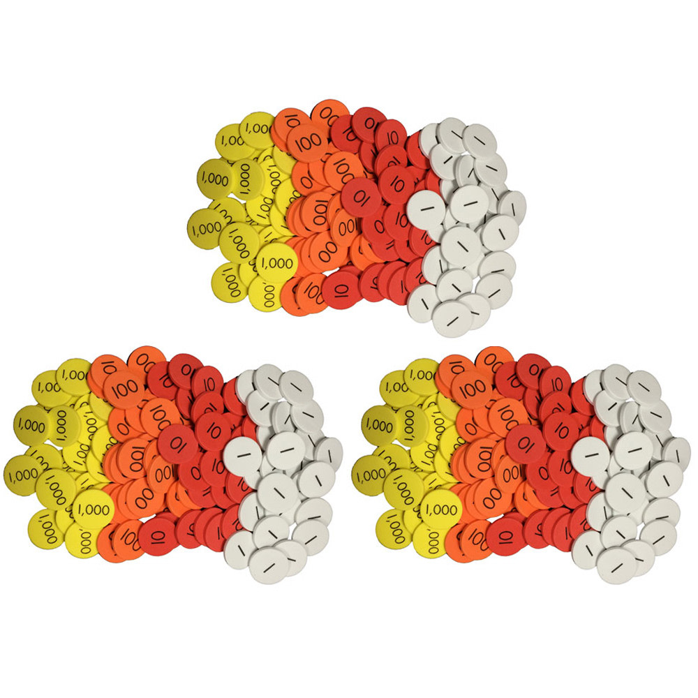 Sensational Math 4-Value Whole Numbers Place Value Discs, 100 Per Set, Pack Of 3 Sets MPN:ELP626636-3