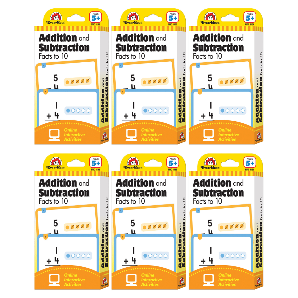Evan-Moor Educational Publishers Learning Line, Addition & Subtraction Facts to 10, Grade 1+, 56 Per Pack, Set Of 6 Packs MPN:EMC4168-6