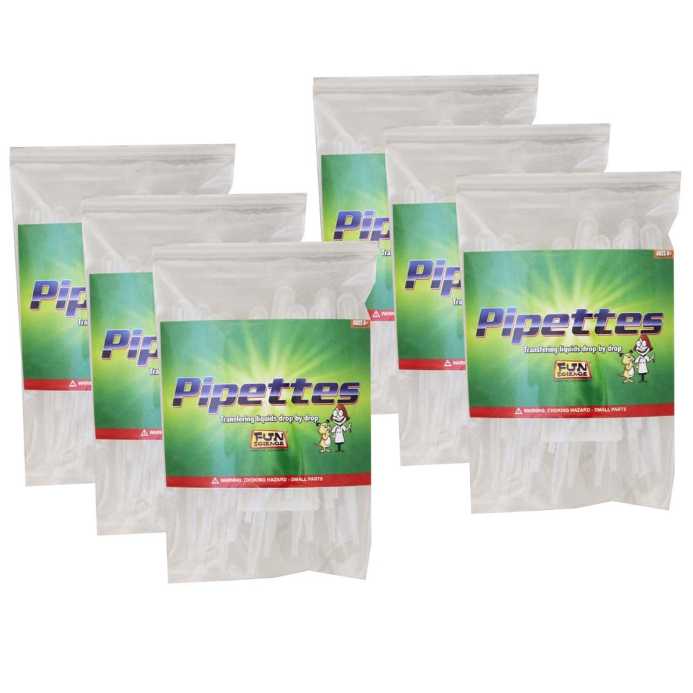 Fun Science Pipettes, 2 mL, Clear, Grade 1 to 3, 25 Pipettes Per Pack, Set Of 6 Packs MPN:FI-PSM-6