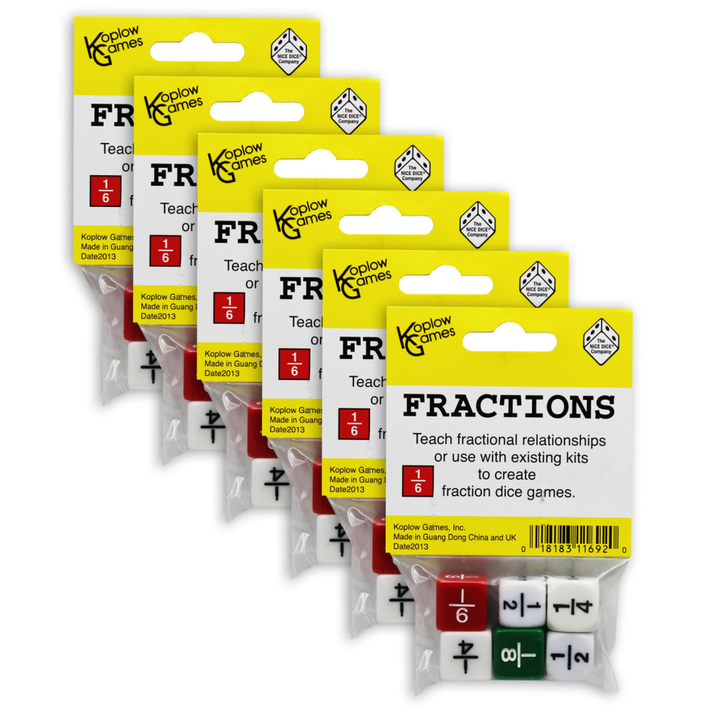 Koplow Games Fraction Dice Set, 6 Per Set, Pack Of 6 Sets MPN:KOP11692-6
