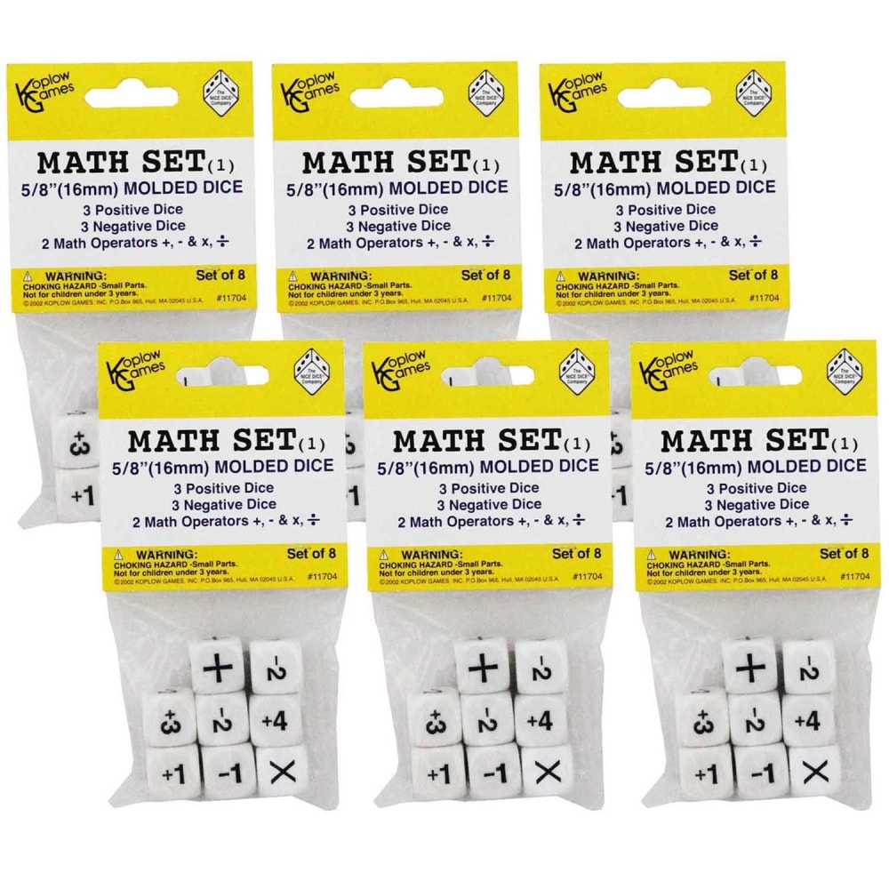 Koplow Games Positive/Negative Dice Set, 8 Per Pack, Set Of 6 Packs MPN:KOP11704-6