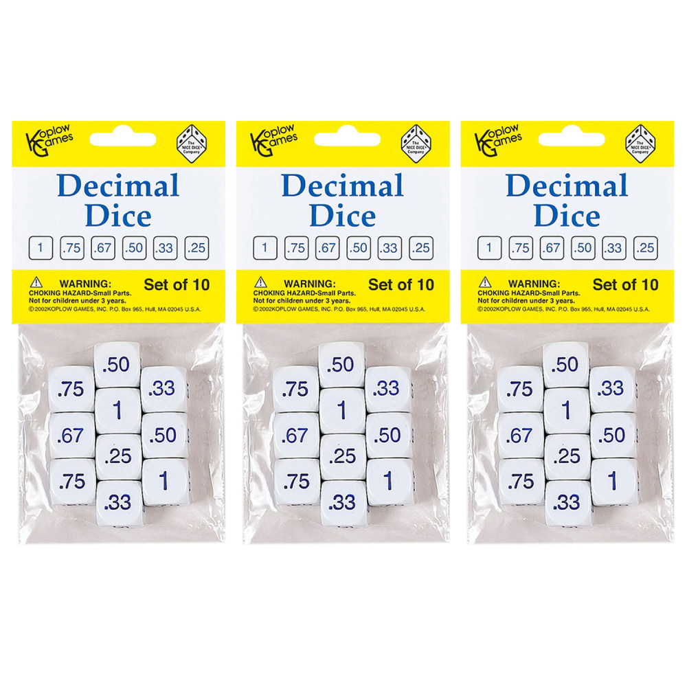 Koplow Games Decimal Dice Set, 10 Per Pack, Set Of 3 Packs MPN:KOP12088-3