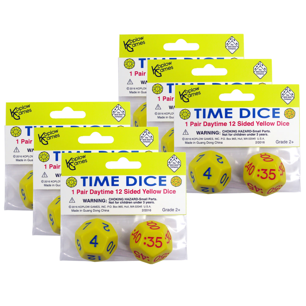 Koplow Games 2-Piece Time Dice Set, Yellow (AM), Pack Of 6 Sets MPN:KOP18847-6