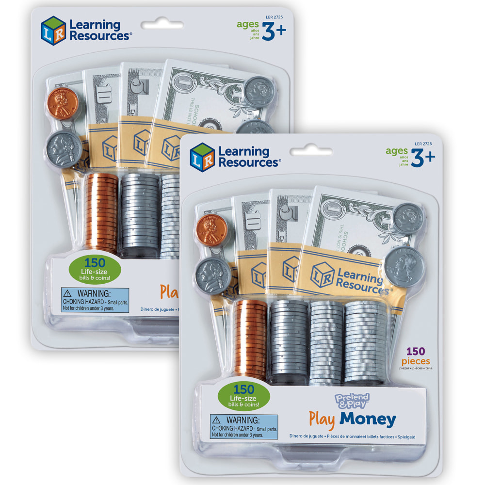 Learning Resources Pretend and Play Paper Play Money 150-Piece Sets, Multicolor, Pack Of 2 Sets MPN:LER2725-2