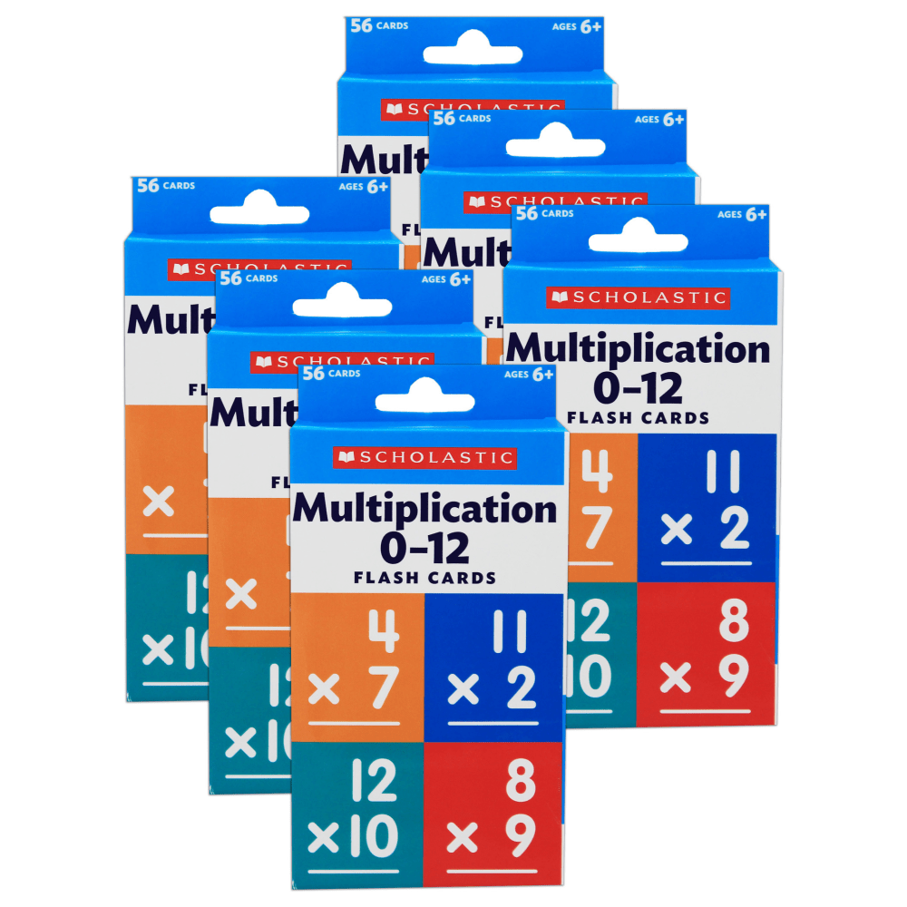 Scholastic Teaching Solutions Flash Cards, Multiplication 0-12, Set Of 6 Packs MPN:SC-823357-6
