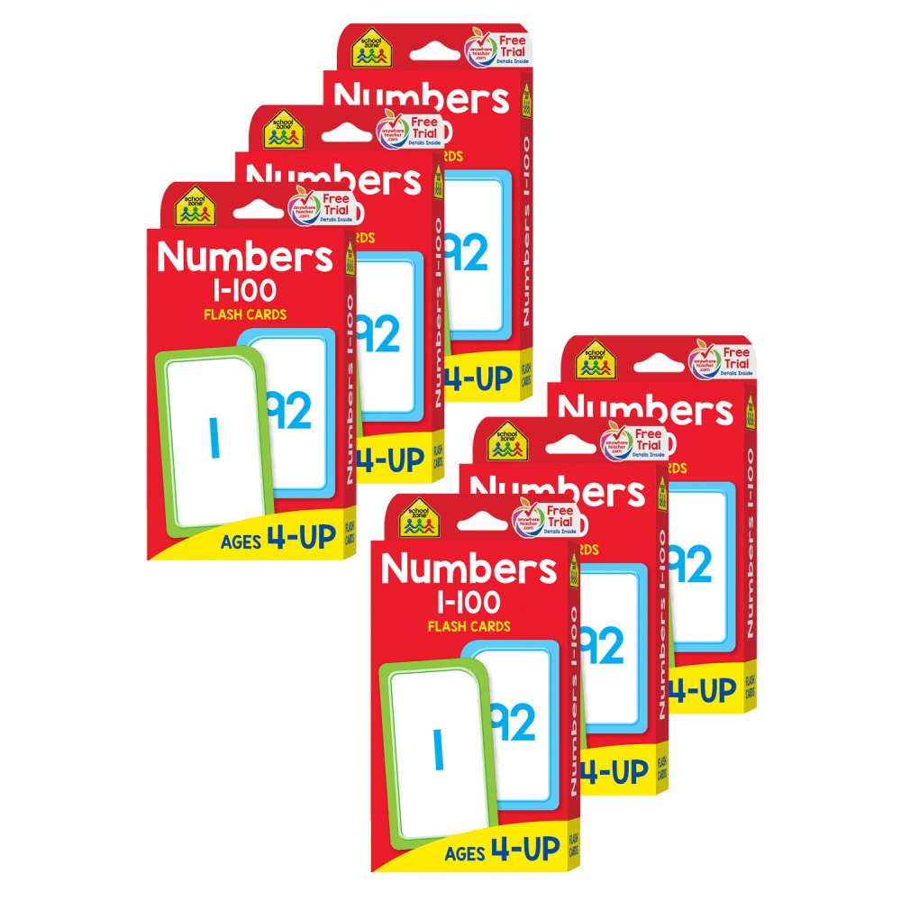 School Zone Publishing Numbers 1-100 Flash Cards, Set Of 6 Packs MPN:SZP04005-6