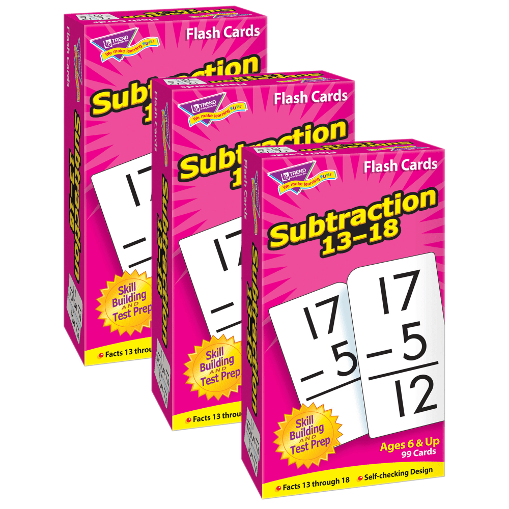 TREND Subtraction 13-18 Skill Drill Flash Cards, Set Of 3 Packs MPN:T-53104-3