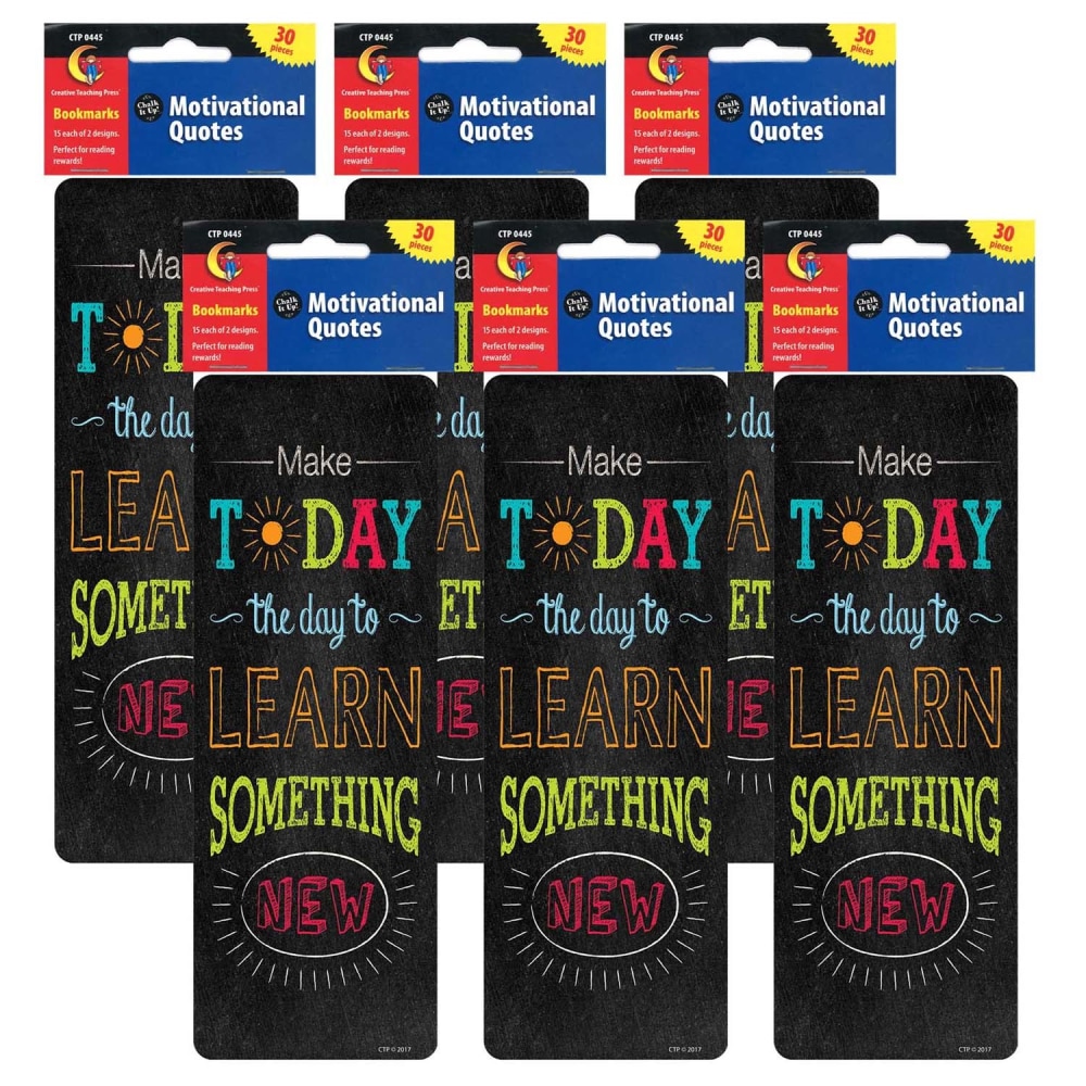 Creative Teaching Press Bookmarks, 2-1/2in x 7in, Chalk It Up! Motivational Quotes, 30 Per Pack, Set Of 6 Packs MPN:CTP0445-6