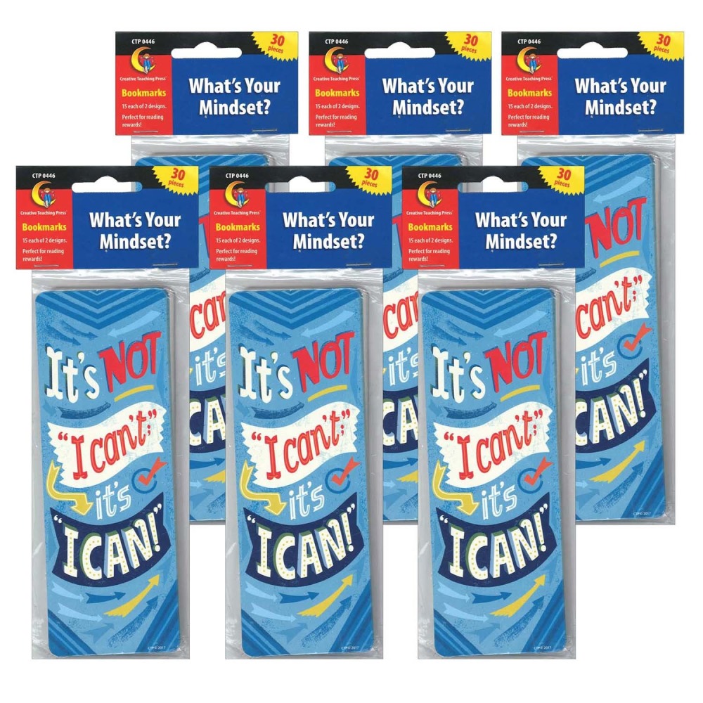 Creative Teaching Press Bookmarks, 2-1/2in x 7in, Whats Your Mindset? Motivational, 30 Per Pack, Set Of 6 Packs MPN:CTP0446-6