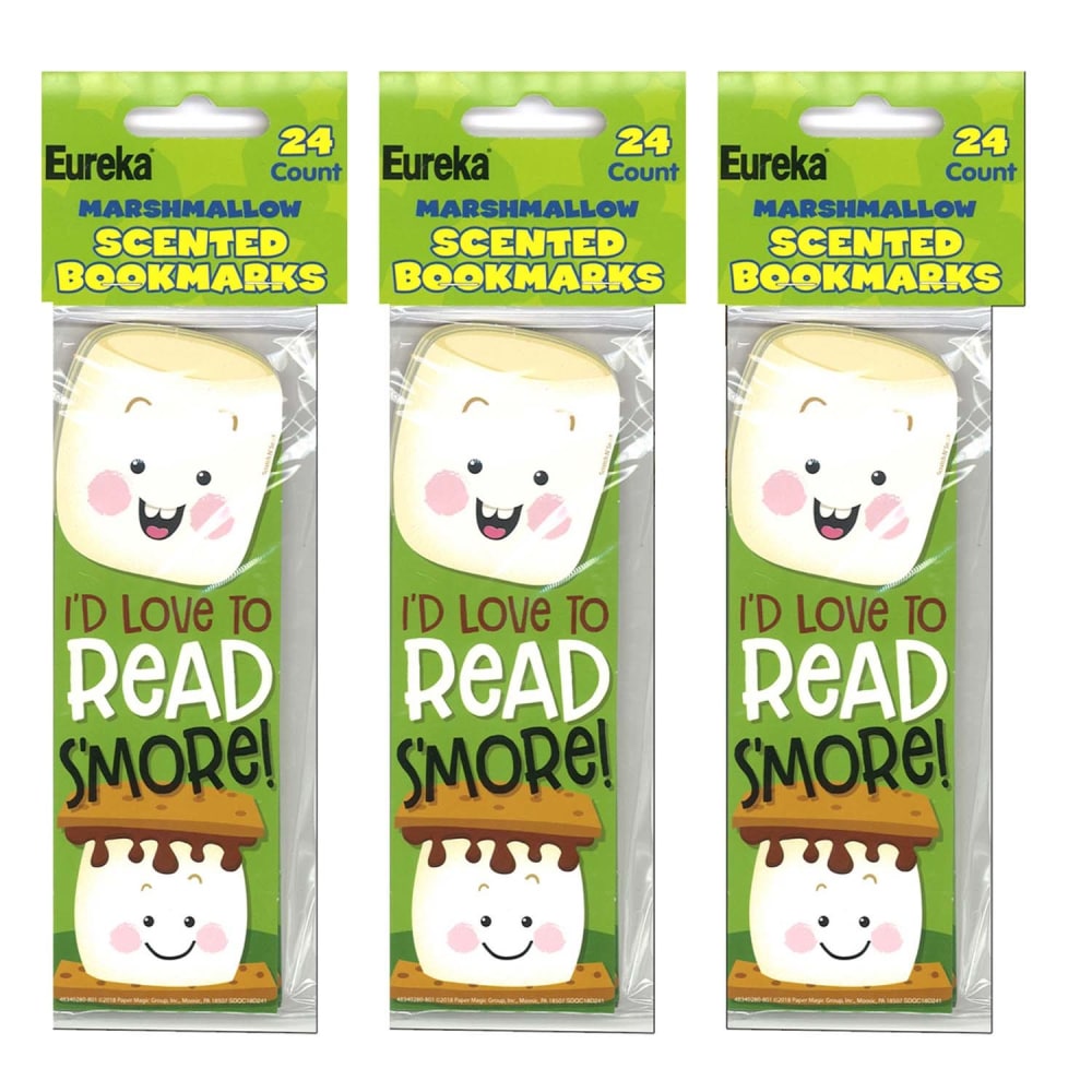 Eureka Bookmarks, 2in x 6in, Marshmallow Scented, 24 Per Pack, Set Of 3 Packs MPN:EU-834028-3