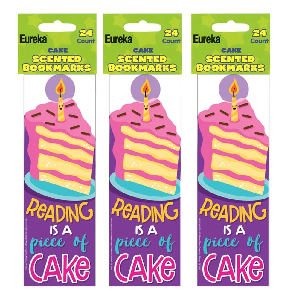 Eureka Bookmarks, 2in x 6in, Cake Scented, 24 Per Pack, Set Of 3 Packs MPN:EU-834034-3