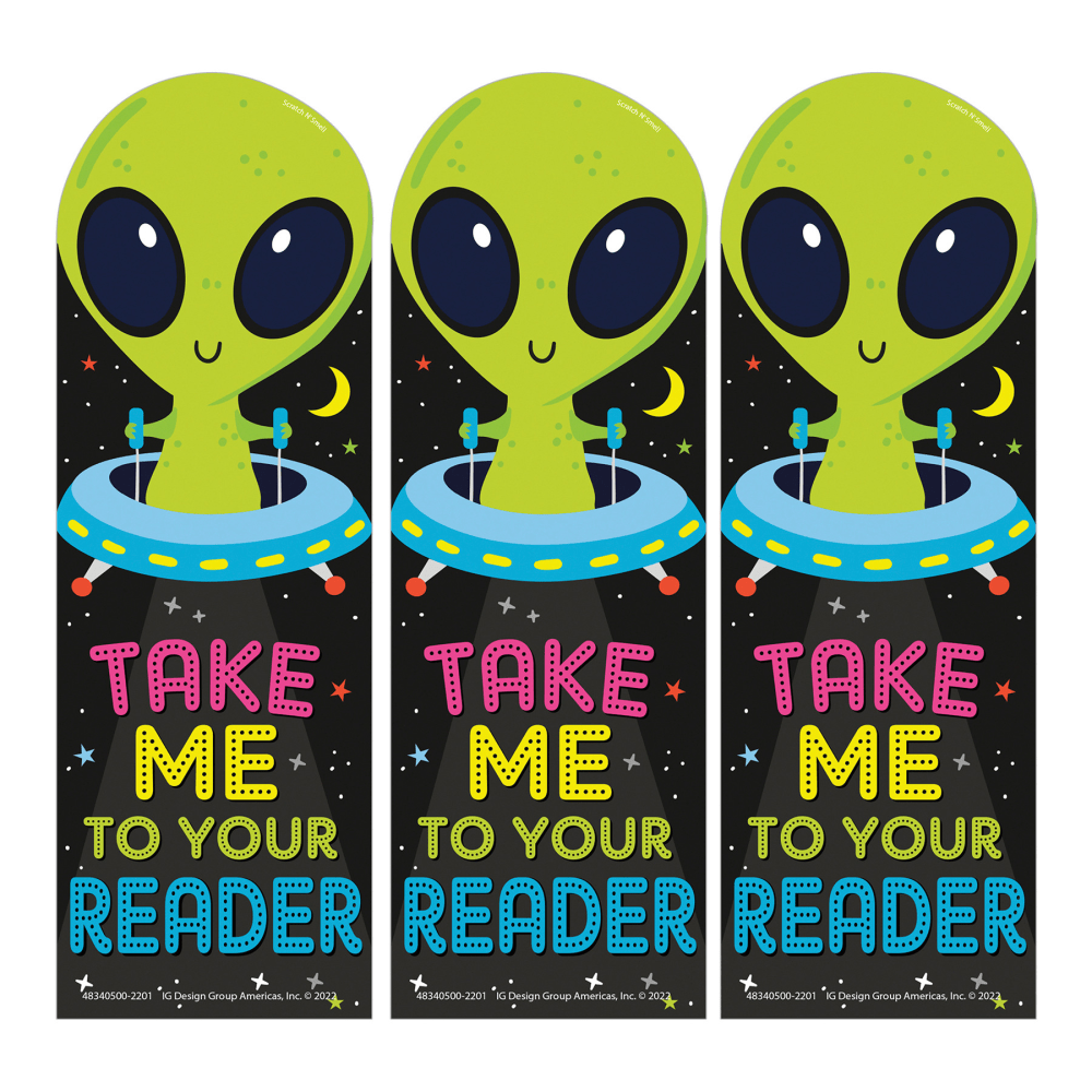 Eureka Bookmarks, 2in x 6in, Take Me To Your Reader Green Apple Scented 24 Per Pack, Set Of 3 Packs MPN:EU-834050-3