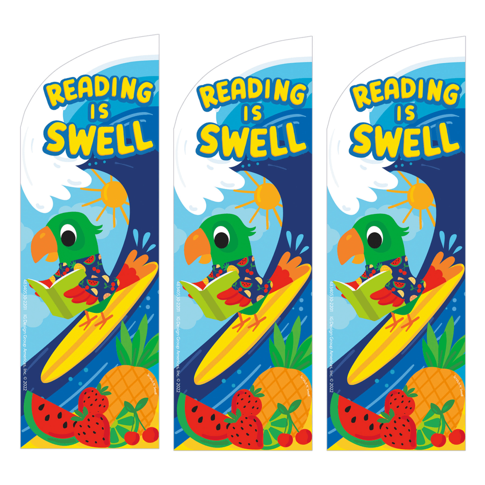 Eureka Bookmarks, 2in x 6in, Reading Is Swell Fruit Punch Scented 24 Per Pack, Set Of 3 Packs MPN:EU-834053-3