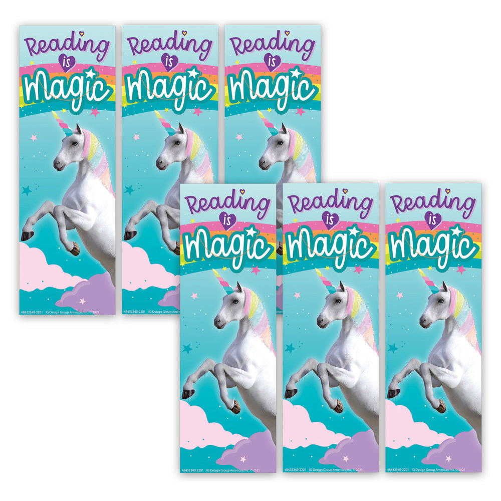 Eureka Bookmarks, 2in x 6in, Unicorn Reading is Magic, 36 Per Pack, Set Of 6 Packs MPN:EU-843234-6