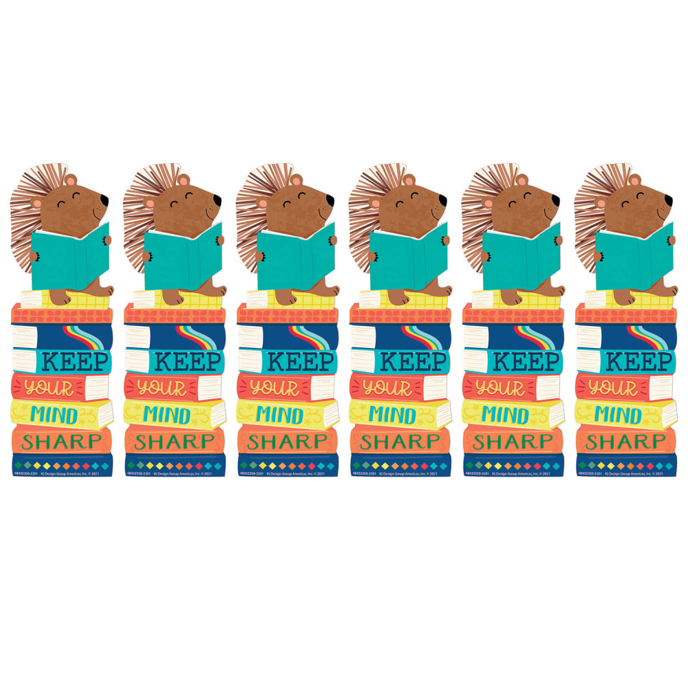 Eureka Bookmarks, 2in x 6in, Hedge Hog Keep Your Mind Sharp, 36 Per Pack, Set Of 6 Packs MPN:EU-843235-6
