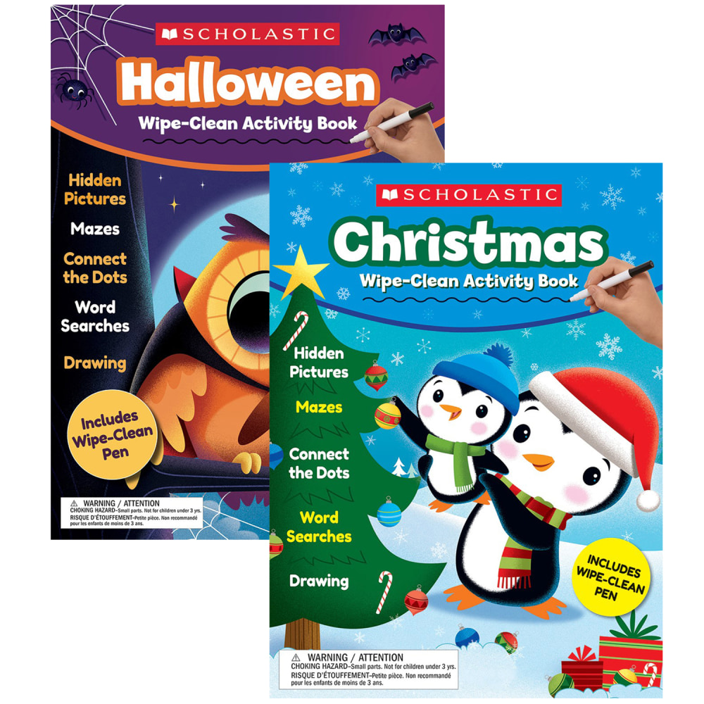 Scholastic Teacher Resources Holiday Wipe-Clean Activity Book Bundle, Set Of 2 Books MPN:SC-WPABST