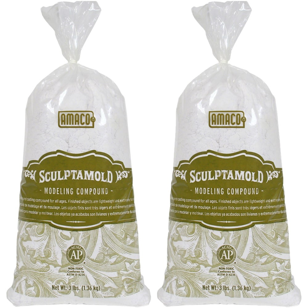 Amaco Sculptamold Modeling Compound, White, 3 Lb, Set Of 2 Bags MPN:AMA41821C-2