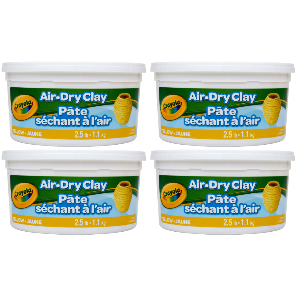 Crayola Air Dry Clay Buckets, 2.5 Lb, Yellow, Pack Of 4 Buckets MPN:BIN575134-4