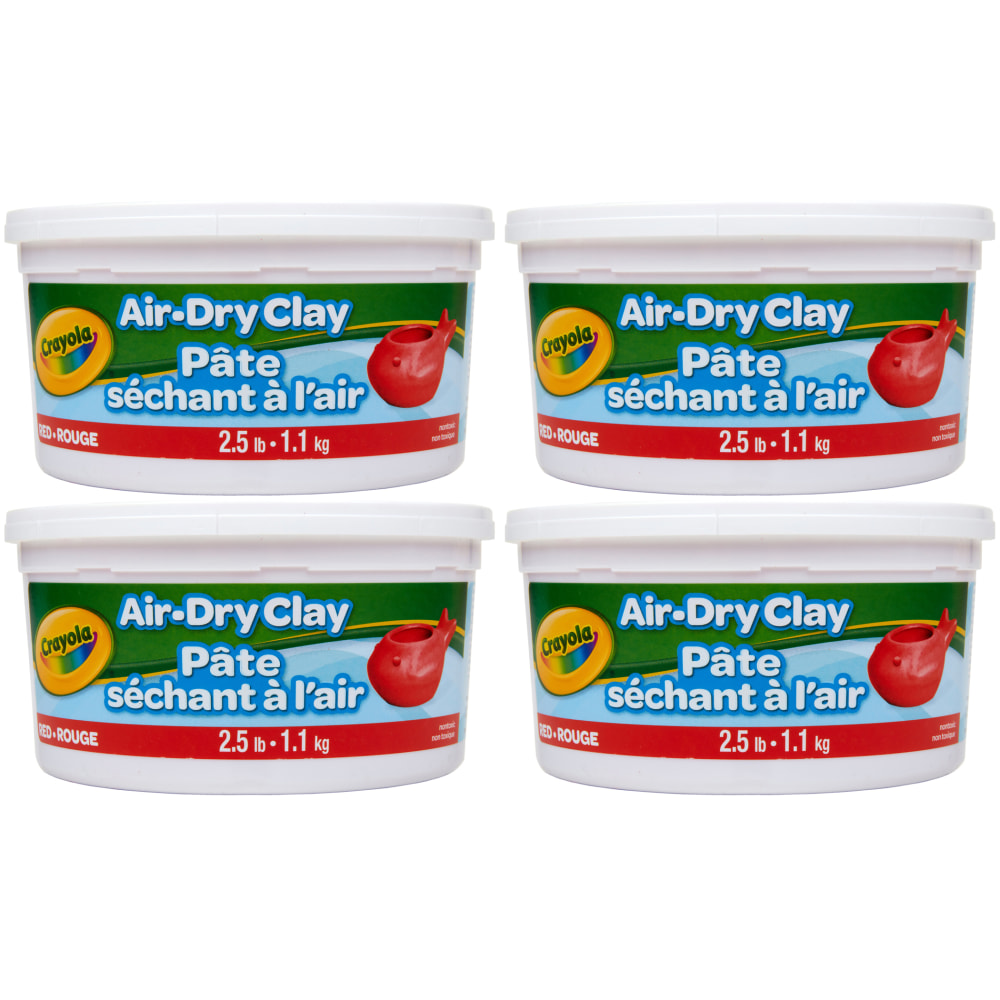 Crayola Air Dry Clay Buckets, 2.5 Lb, Red, Pack Of 4 Buckets MPN:BIN575138-4