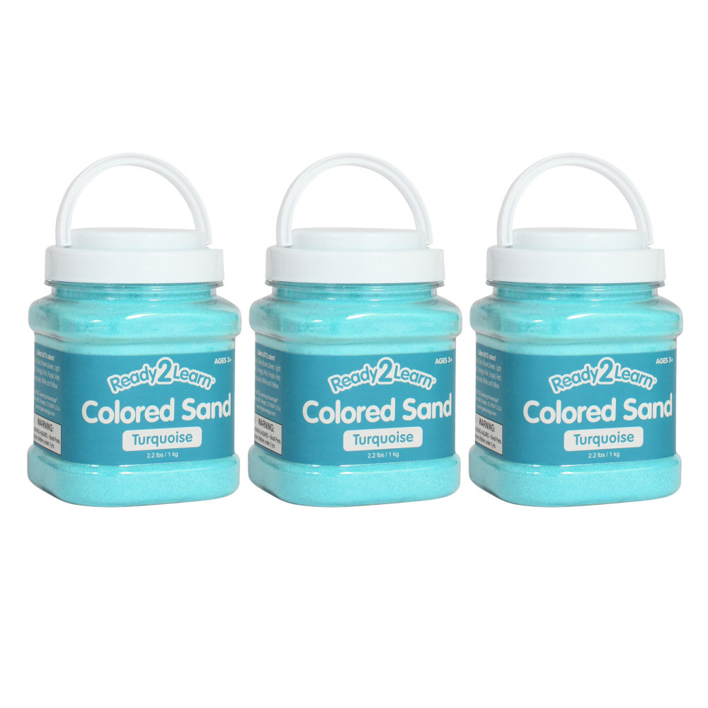 Ready 2 Learn Colored Sand Jars, 2.2 Lb, Turquoise, Pack Of 3 Jars MPN:CE-10109-3