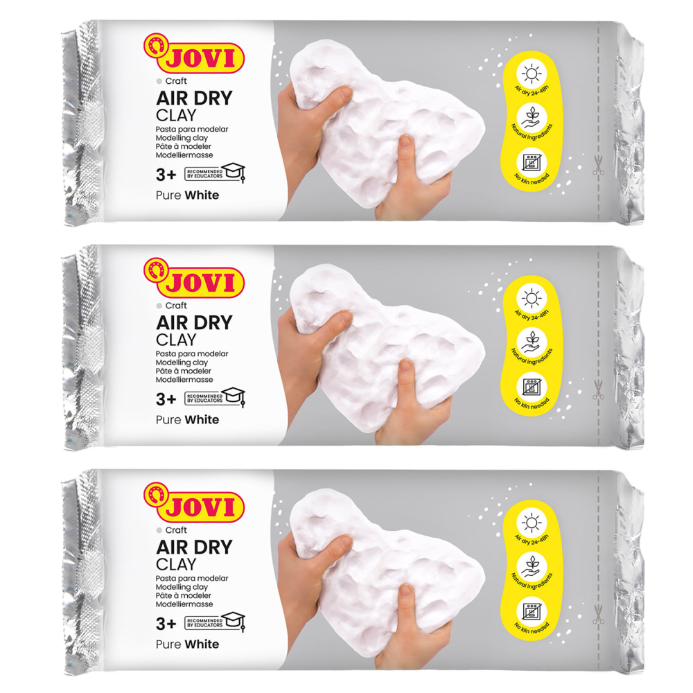 Jovi Air Dry Clay, White, 1.1lb Bar, Pack Of 3 MPN:JOV85-3
