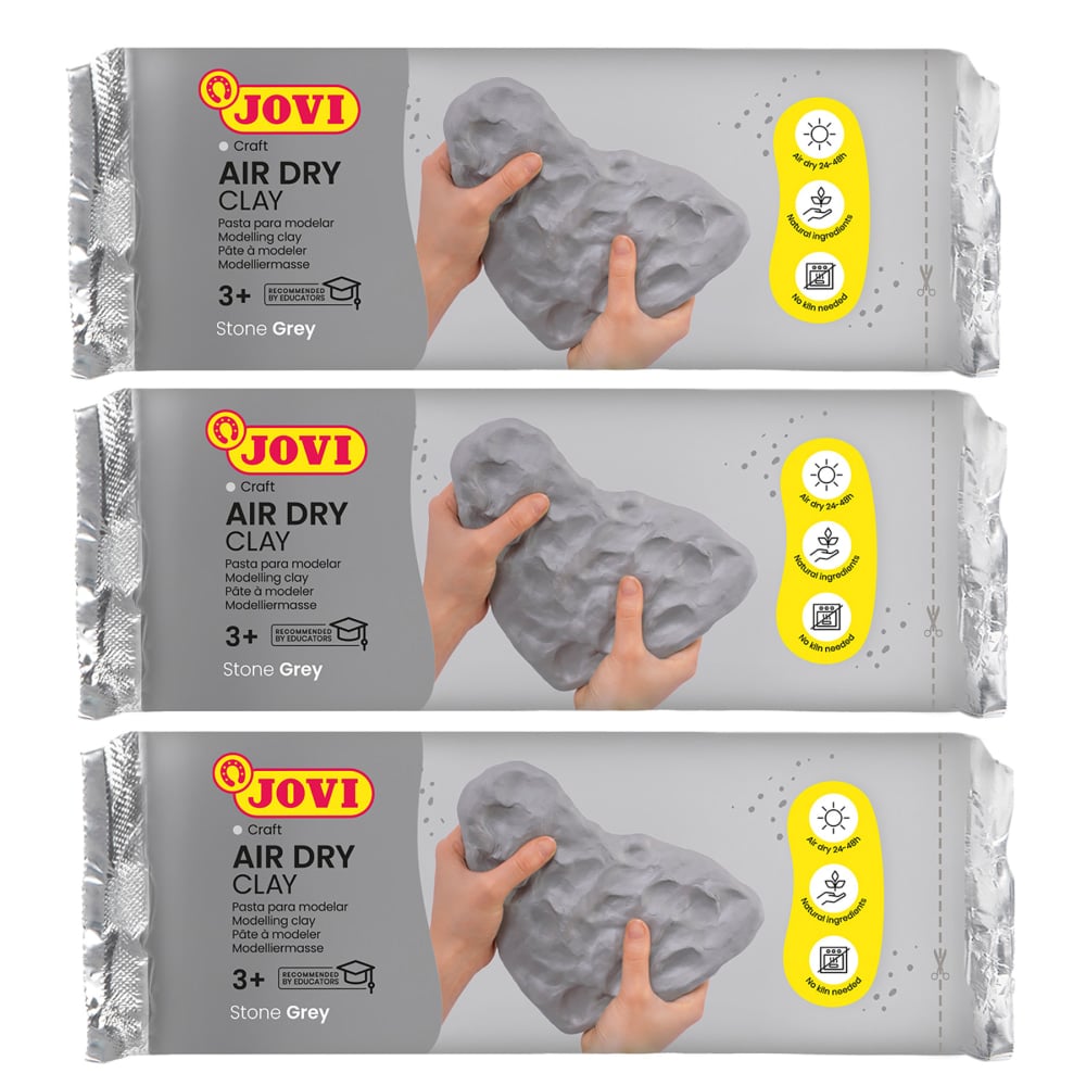 Jovi Air Dry Clay, Grey, 1.1lb Bar, Pack Of 3 MPN:JOV85G-3