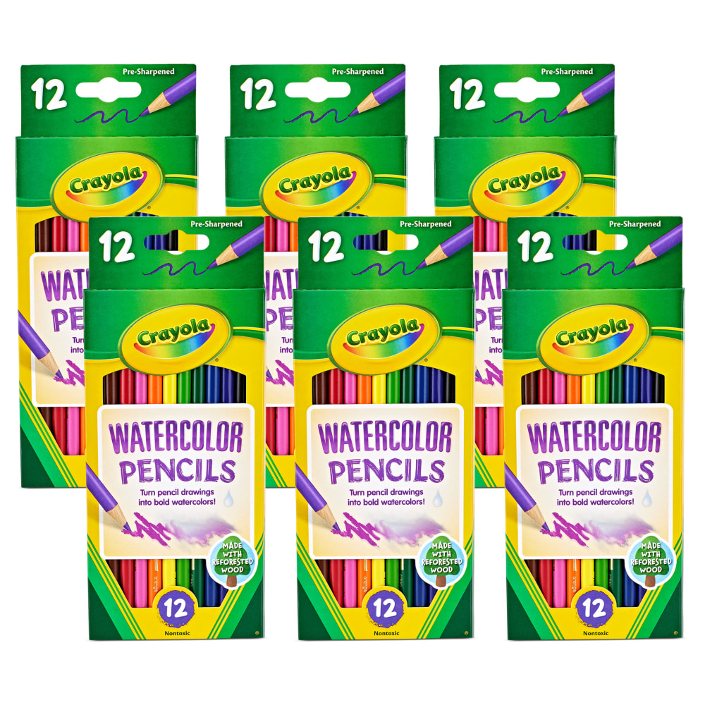 Crayola Watercolor Pencils, 12 Per Box, Set Of 6 Boxes MPN:BIN4302-6