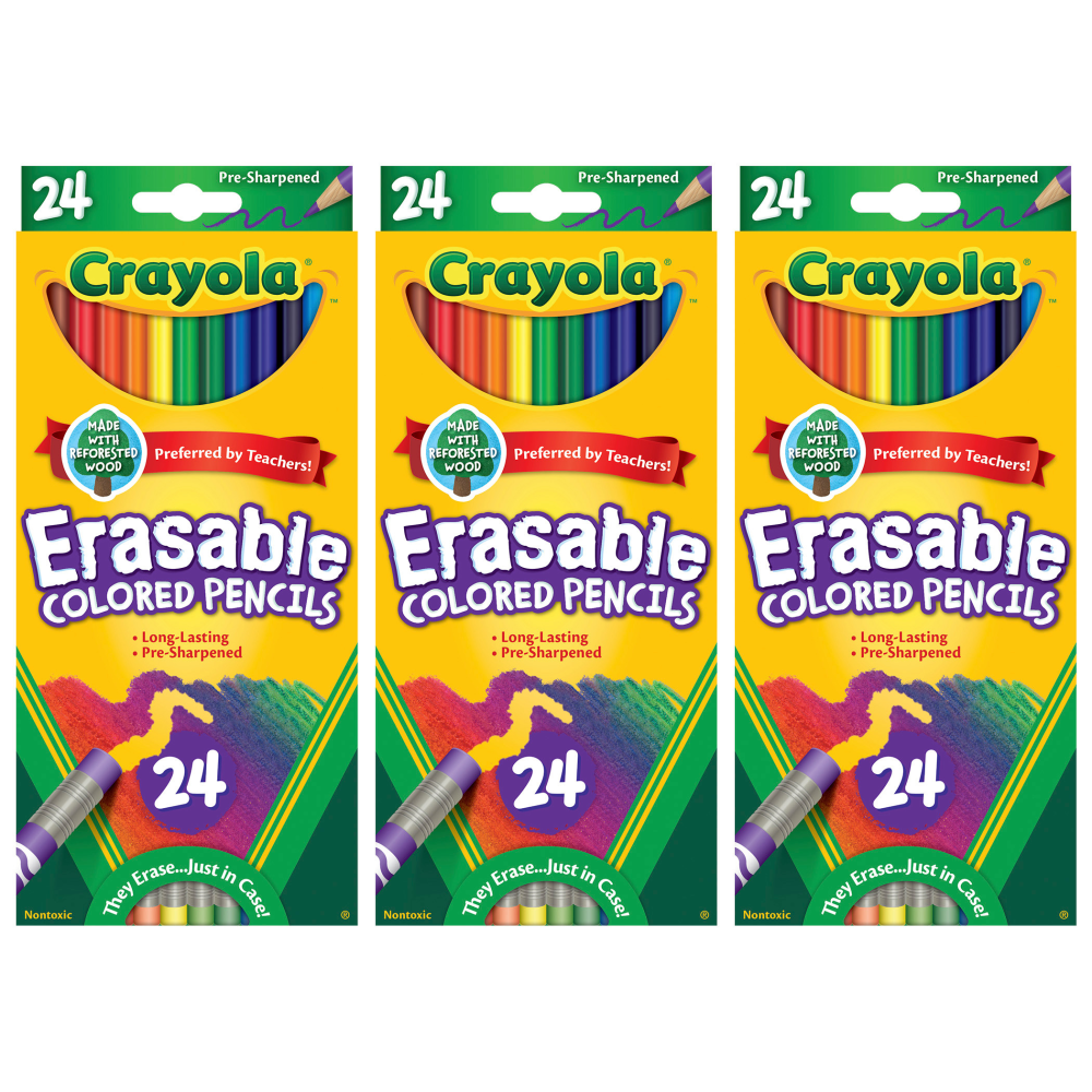 Crayola Erasable Colored Pencils, 24 Per Box, Set Of 3 Boxes MPN:BIN682424-3