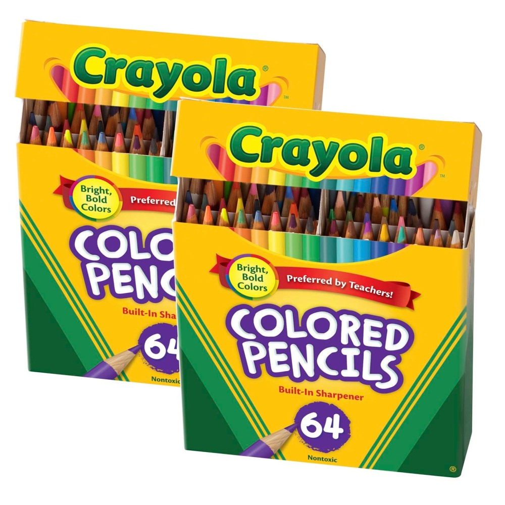 Crayola Short Colored Pencils, 64 Per Pack, Set Of 2 Packs MPN:BIN683364-2