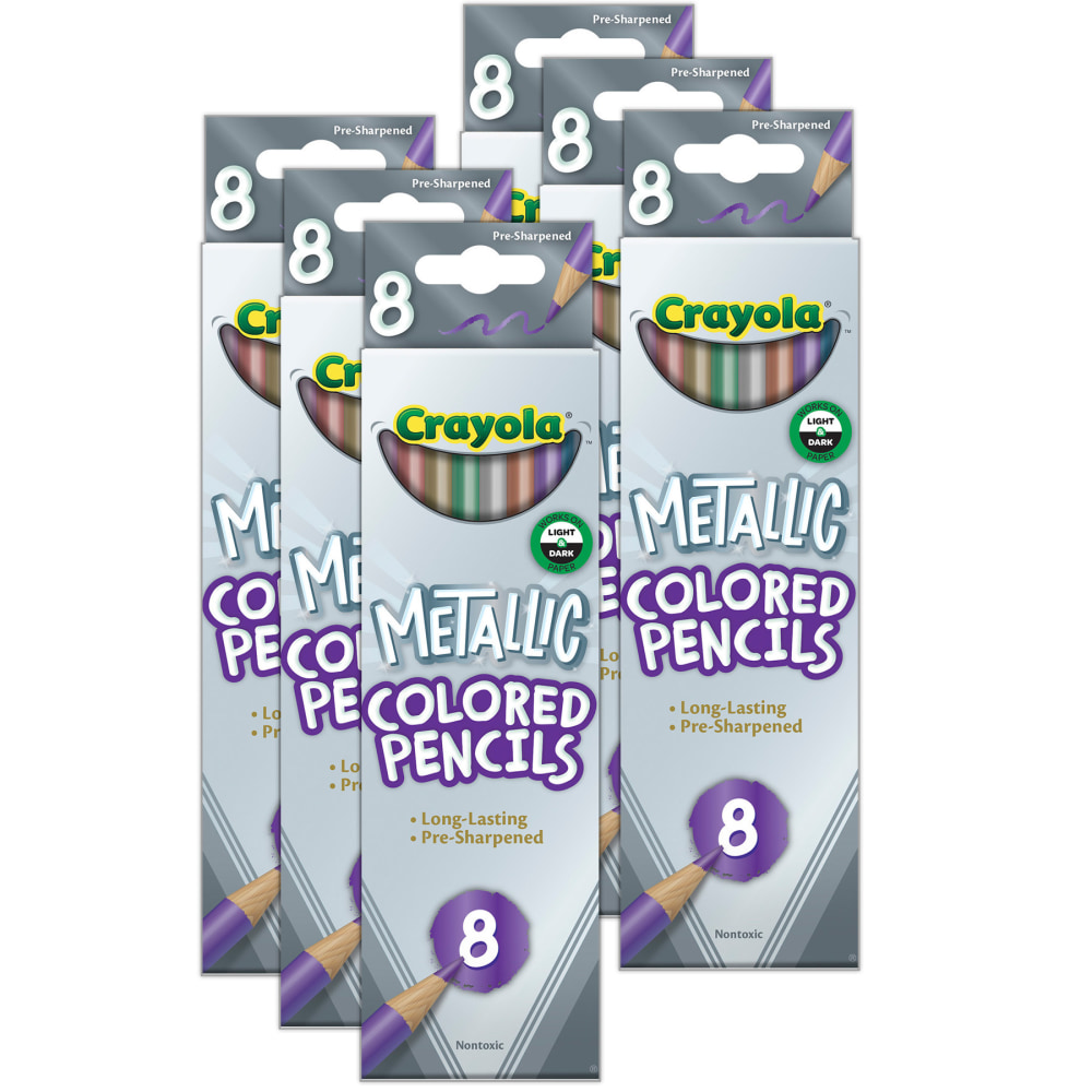 Crayola Colored Pencils, Metallic, 8 Pencils Per Pack, Bundle Of 6 Packs MPN:BIN683708-6