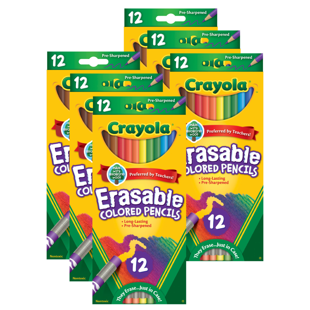 Crayola Erasable Colored Pencils, 12 Per Box, Set Of 6 Boxes MPN:BIN684412-6