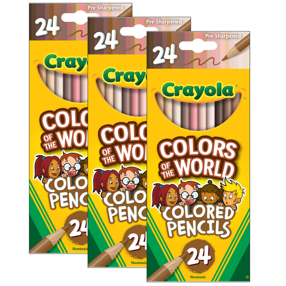 Crayola Colors of the World Colored Pencils, Assorted Colors, 24 Colored Pencils Per Pack, Set Of 3 Packs MPN:BIN684607-3