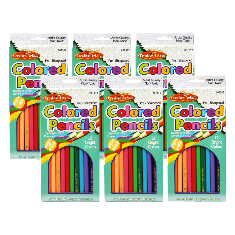 Charles Leonard Pre-Sharpened Colored Pencils, Assorted Colors, 7 Inches, 12 Per Pack, Set Of 6 Packs MPN:CHL67512-6