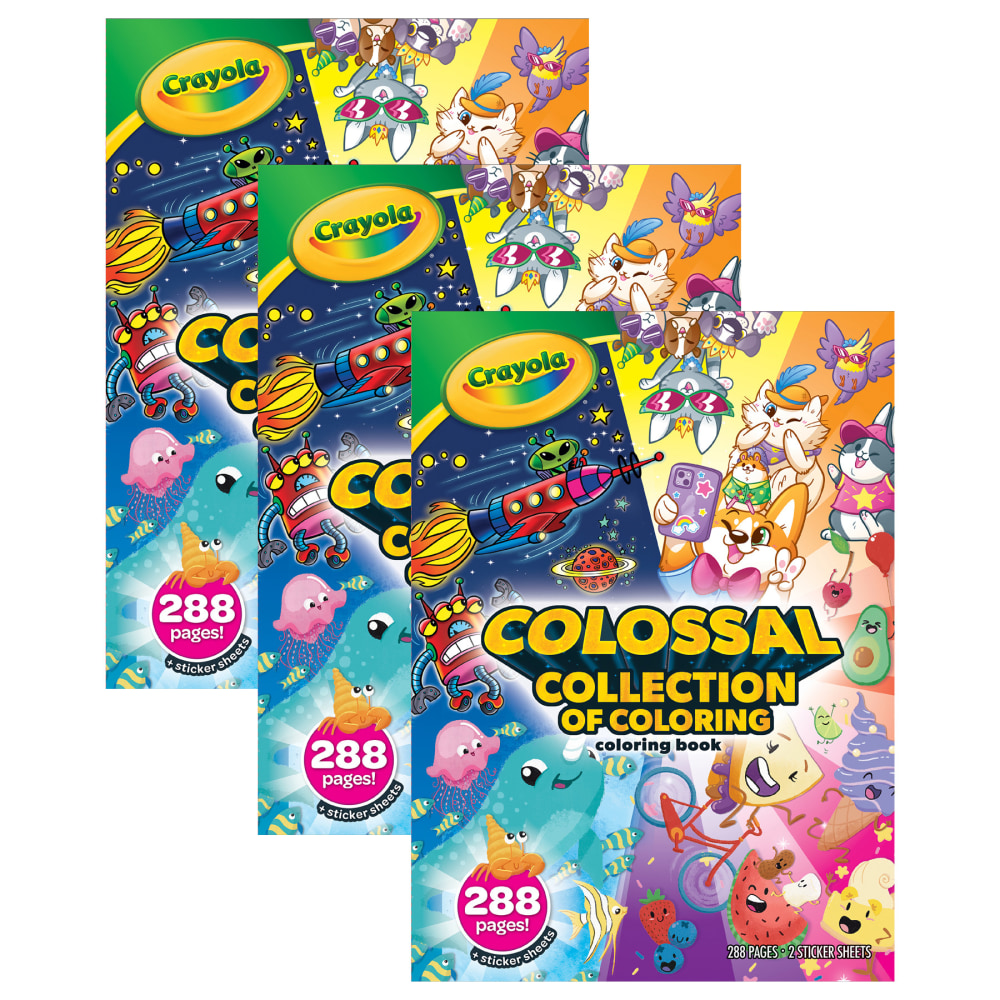 Crayola Colossal Collection Of Coloring, 288 Pages & 2 Sticker Sheets, Pack Of 3 MPN:BIN040845-3