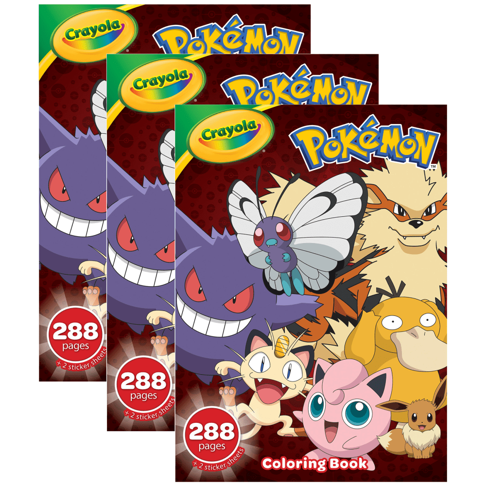 Crayola Coloring Book, 288 Pages, Pokemon, Pack Of 3 MPN:BIN040851-3