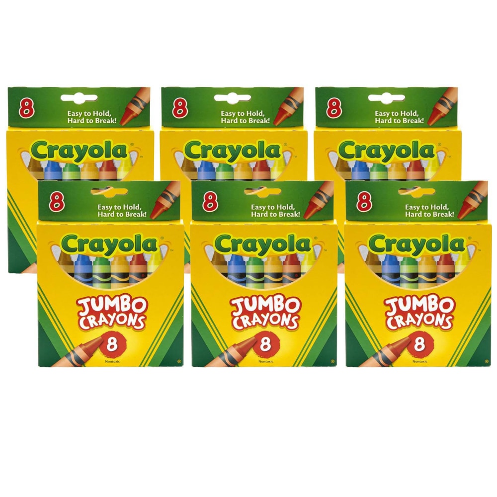 Crayola Jumbo Crayons, 5in, Assorted Colors, 8 Crayons Per Box, Set Of 6 Boxes MPN:BIN389-6