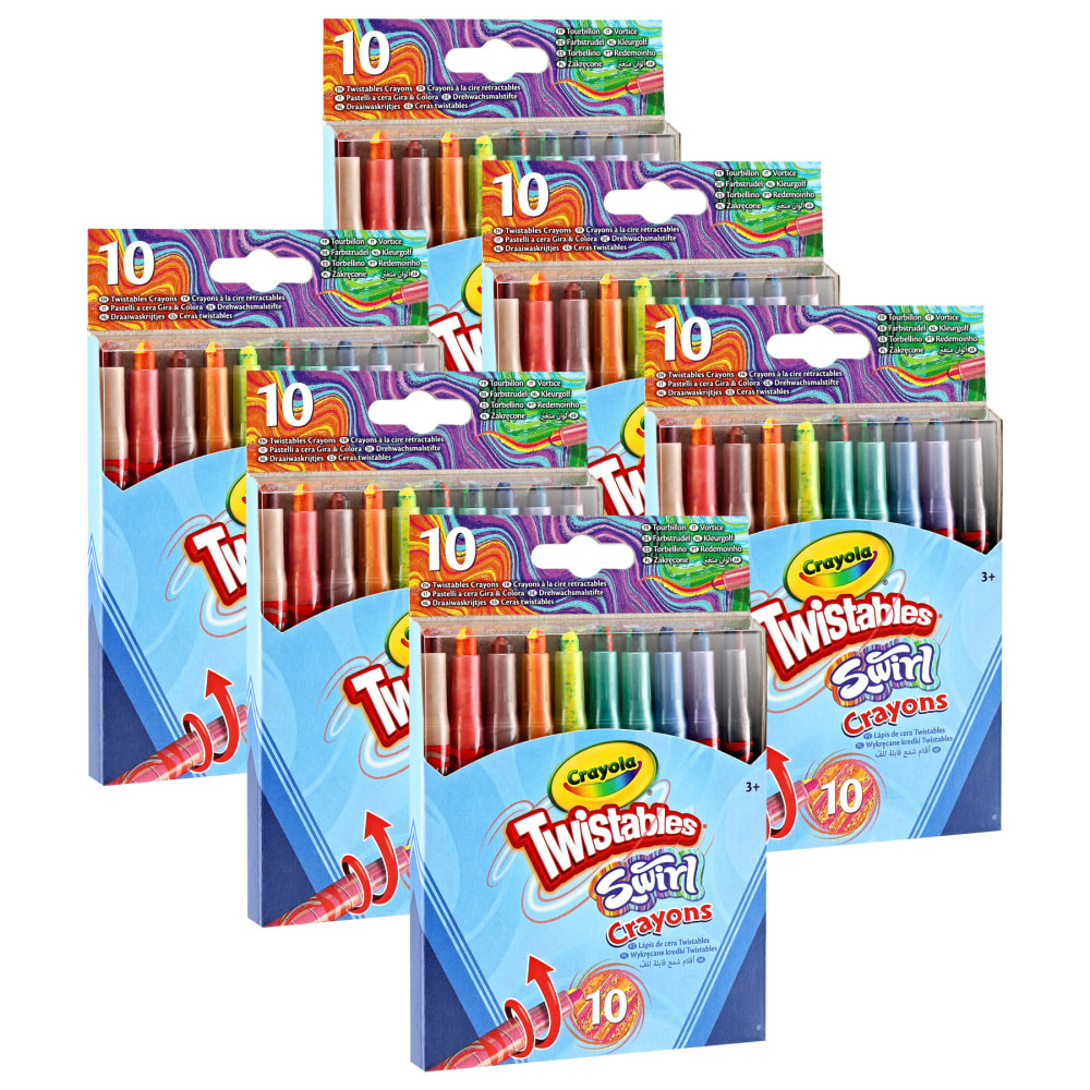 Crayola SWIRL Mini Twistable Crayons, 10 Per Pack, Set Of 6 Packs MPN:BIN523440-6