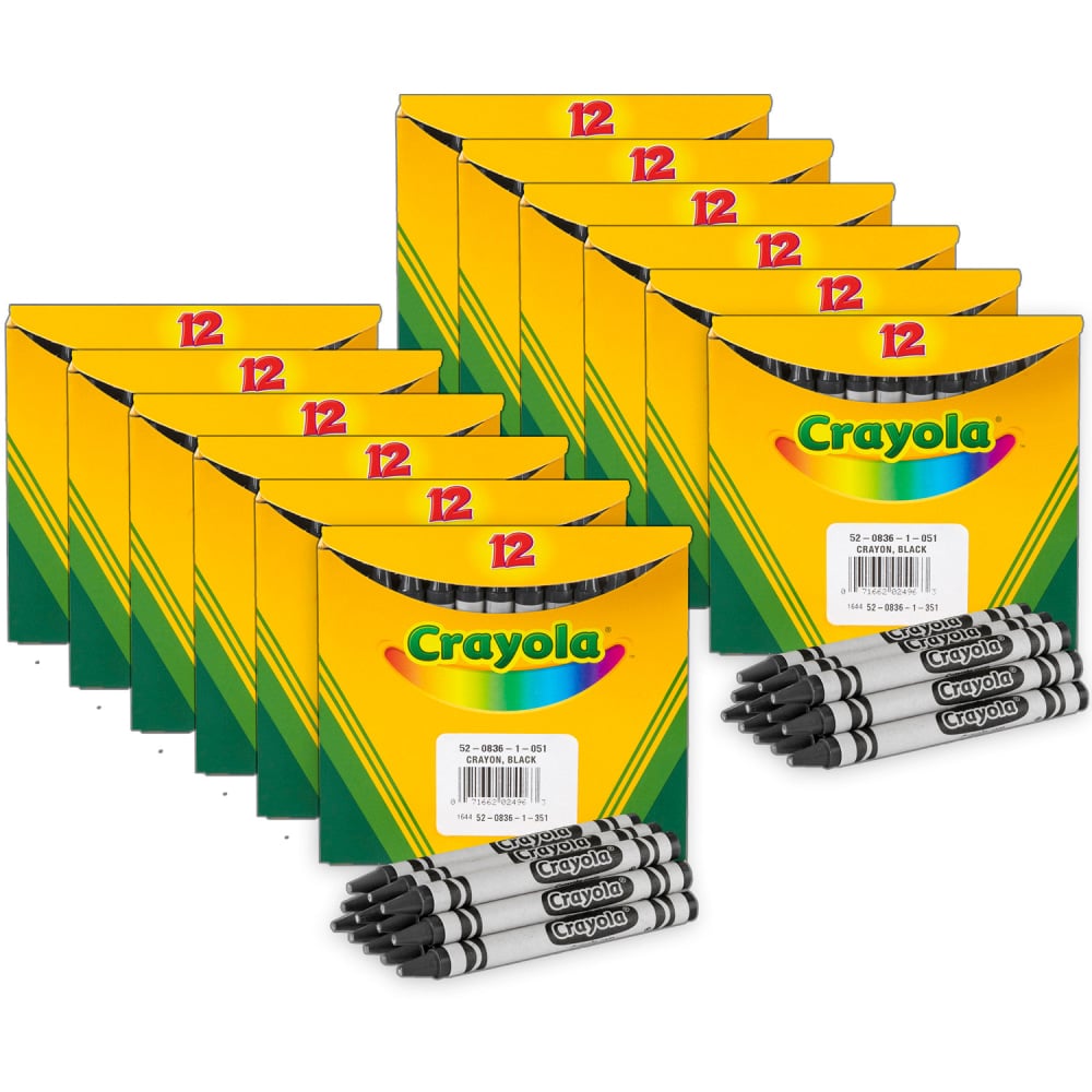 Crayola Bulk Crayons, Regular Size, Black, 12 Crayons Per Box, Set Of 12 Boxes MPN:BIN83651-12